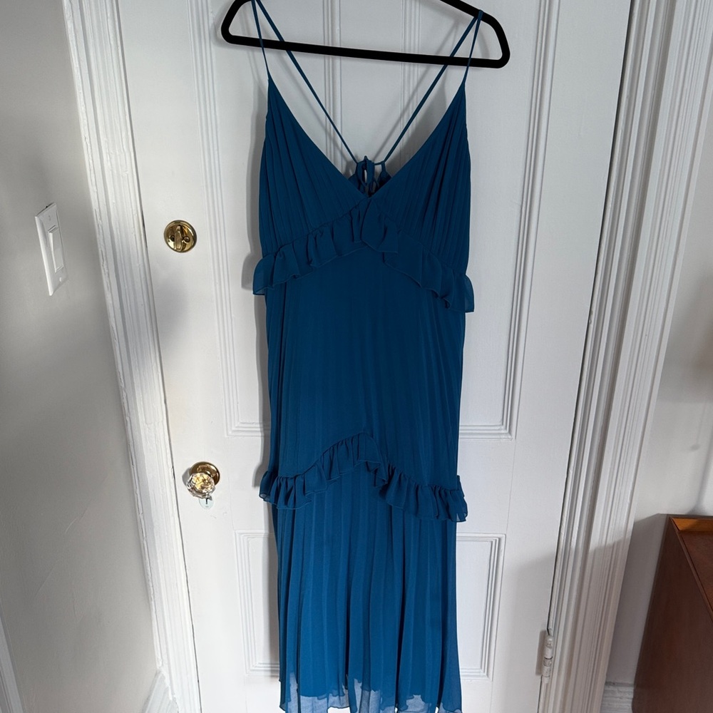 ASOS Curve Teal Maxi Dress with Ruffle Detail